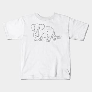 Elephant - Line Art Kids T-Shirt